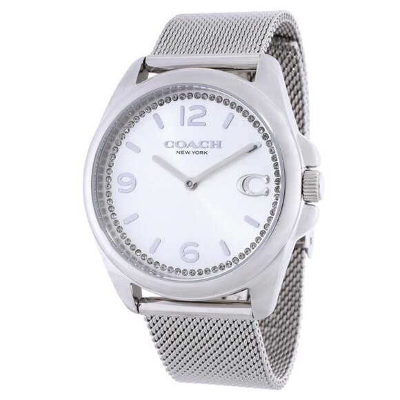 NWT Authentic Coach Greyson Quartz Silver Dial Women's Watch - Picture 1 of 3